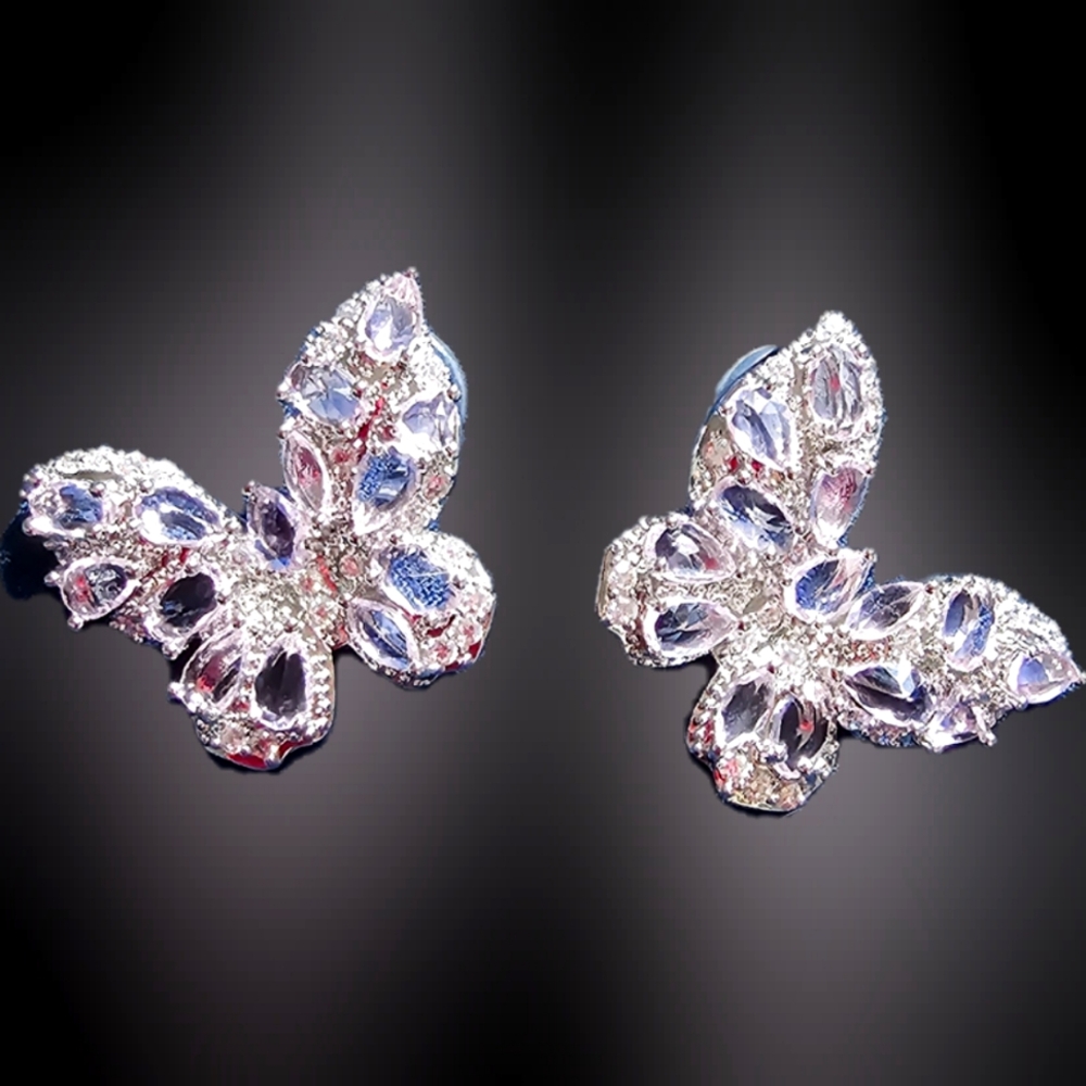 💜 Pink crystal butterfly earrings